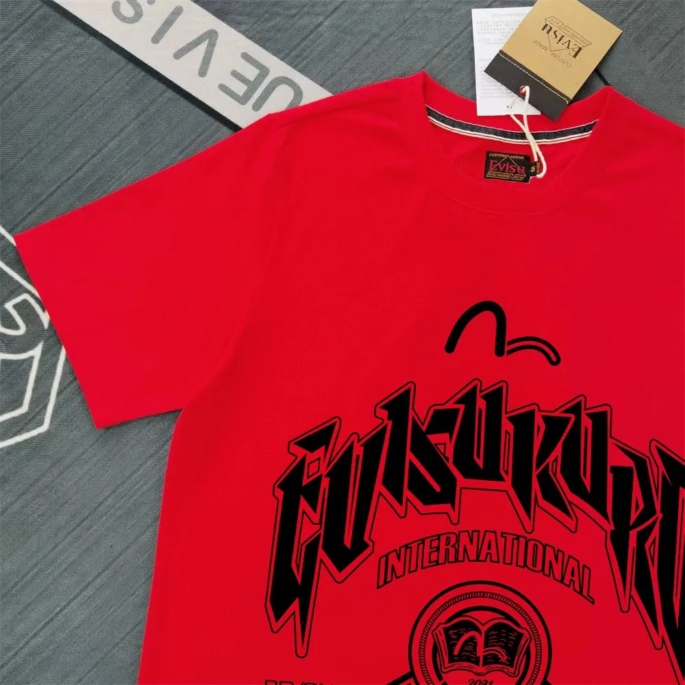 Evisu 2025New Arrival T ⚠ Quality⚠ Same Style T 。 ，Black S-XXL，White S-XXL，Gray M-XXL，Red S-XXL， Red M-XXL Blue M-XXL